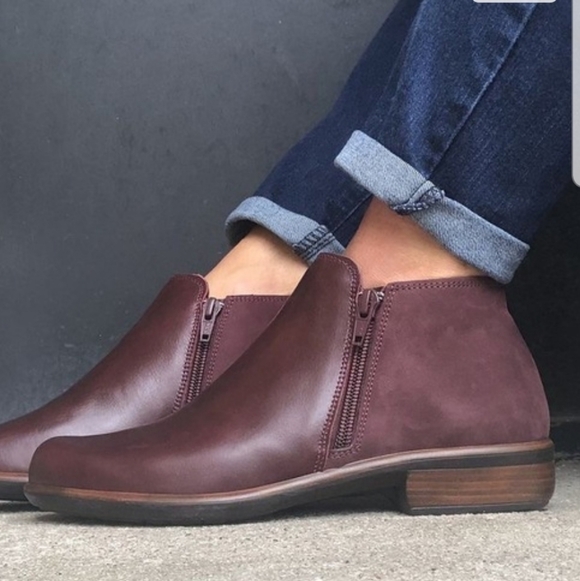 40 NAOT Helm Bordeaux Leather Violet Wine Red Nubuck Ankle Boot Shoe Women 9 9.5 - Picture 13 of 15
